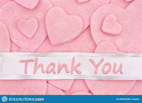 Thank You Message With Lots Of Pink Hearts Stock Photo Image Of