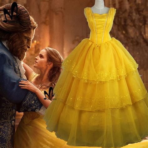 2017 Movie Beauty And The Beast Princess Belle Cosplay Costume Emma