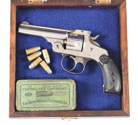 A Smith And Wesson Fourth Model 32 Double Action Revolver With Case
