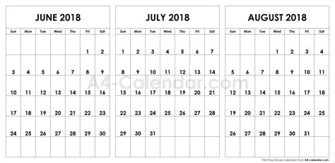 June And July Monthly Calendar