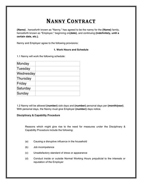 Editable Nanny Contract Form Fill Out And Sign Printable Pdf Template My Xxx Hot Girl
