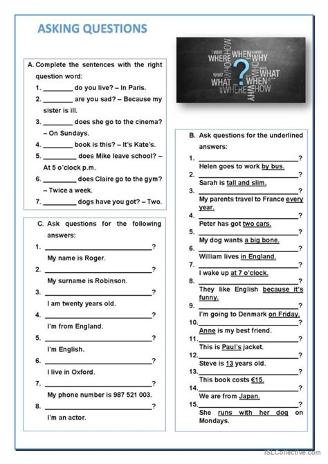 Asking Questions General Gramma English Esl Worksheets Pdf And Doc