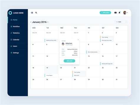 Dashboard Calendar Ui Design Uplabs