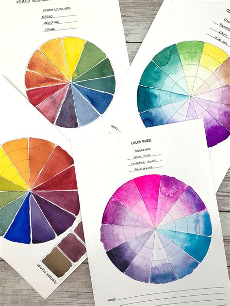 Digital Printable Color Wheel Chart Watercolor Study Chart Digital