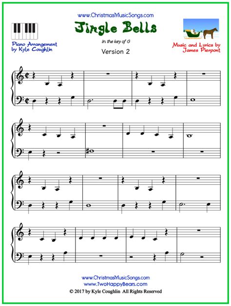 The free sheet music on piano song download has been composed and/or arranged by us to ensure that our piano sheet music is legal and safe to download and print. Jingle Bells piano sheet music - free printable PDF