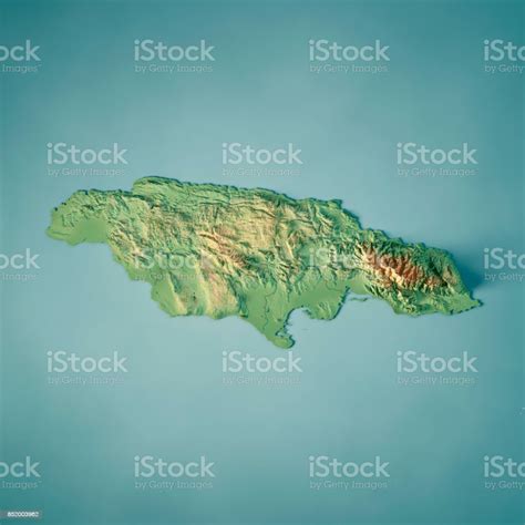 3d Render Of A Topographic Map Of Jamaica All Source Data Is In The