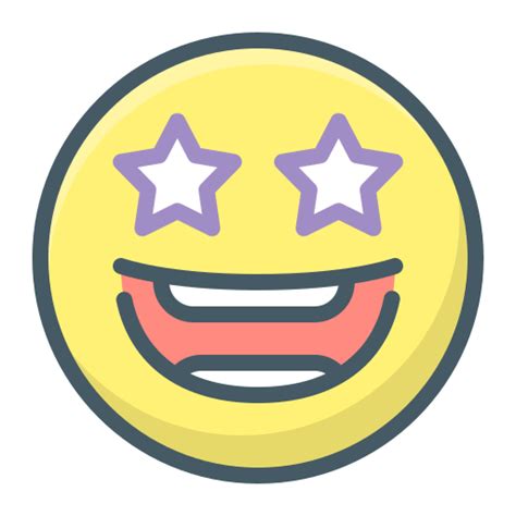 Emoji Excited Face Smile Stars Icon Free Download