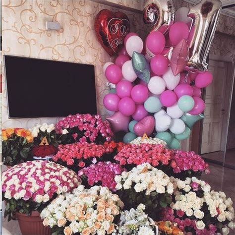 Each pack contains 5 balloons. flowers, balloons, and roses image | Birthday flowers ...