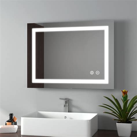 Buy Emke 500 X 700 Mm Illuminated Bluetooth Bathroom Mirror With Shaver Socket Wall Ed