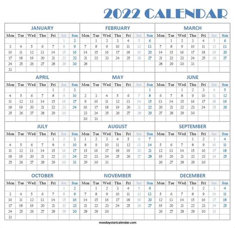 Bank Holidays 2022 Printable Calendar One Page Print Free Calendar