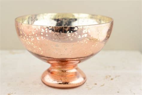 Mercury Glass Compote Bowl Blush Rose Gold 7x5in Gold Mercury Glass Glass Flower Vases