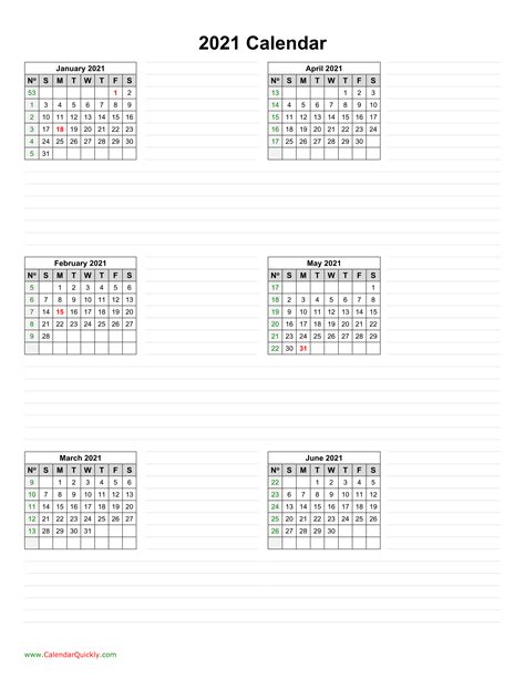 Six Months 2021 Calendar Calendar Quickly