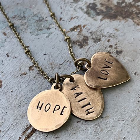Faith Hope Love Charm Necklace Religious Jewelry Custom Etsy