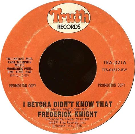 Frederick Knight I Betcha Didnt Know That 1975 Vinyl Discogs