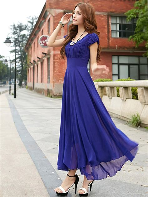 Buy Rosella Blue Plain Maxi Dress For Women Online ₹1599 From Shopclues