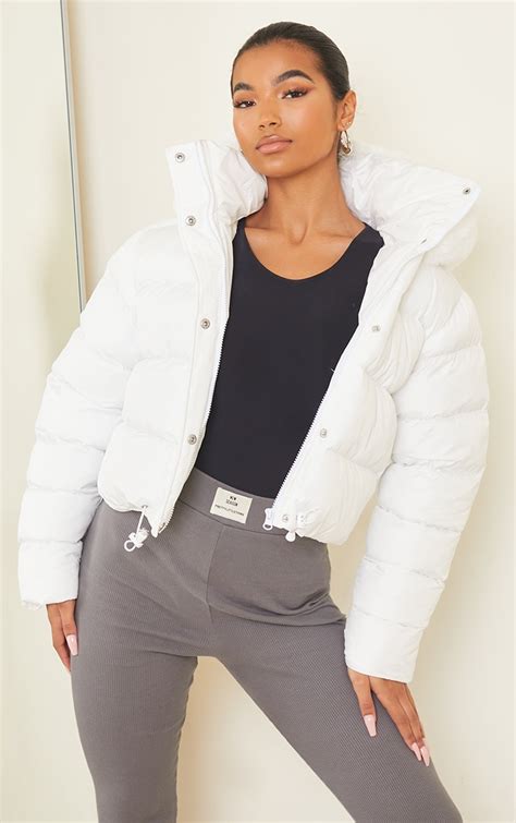 White Faux Fur Hooded Puffer Coat Prettylittlething Ie