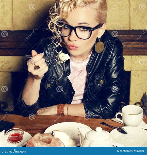 Sad Funny Hipster In Glasses And Hat Biting Thumb Royalty Free Stock