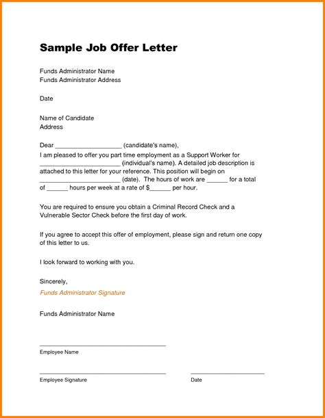 job offer letter template  examples letter cover