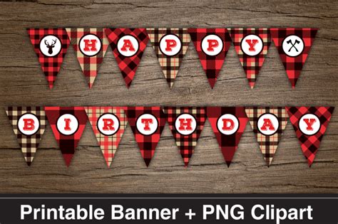 lumberjack happy birthday printable banner png clipart