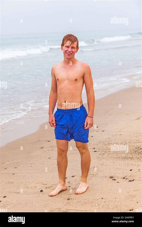 Attractive Young Boy At The Beach Stock Photo Alamy