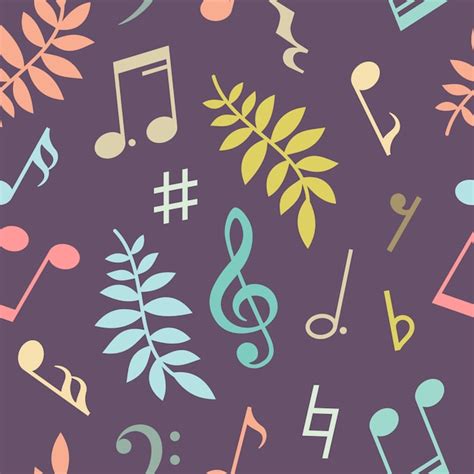 Premium Vector Seamless Pattern Of Music Notes And Leaves