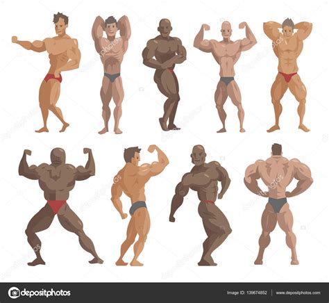 bodybuilders characters vector illustration — stock vector © vectorshow 139674852