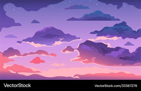 Cartoon Evening Sky Sunset Or Morning Landscape Vector Image