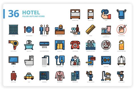 36 Hotel Icons X 3 Styles Icons Creative Market