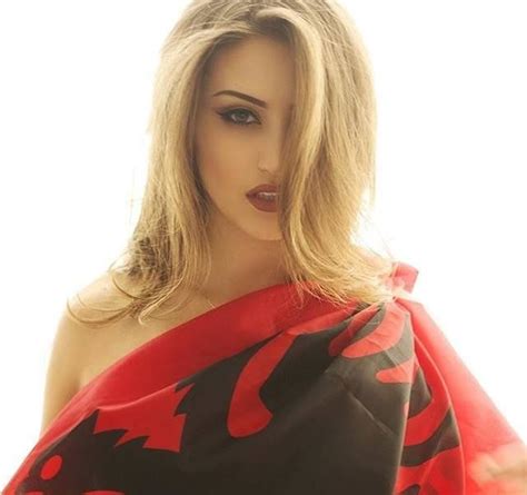 Albanian Pride Worldwide Albanian Girls Wearing Red And Black Albanian Flag Albanien