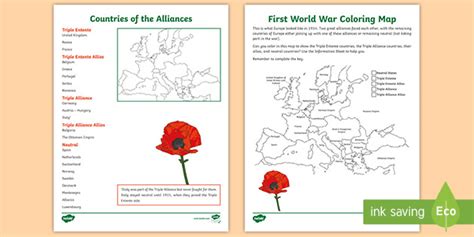World War 1 Map Activity World War 1 Worksheets For Kids