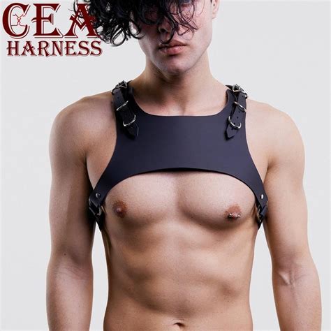 Ceaharness New Arrives Men Leather Harness Gay Punk Sexy Chest Harness Male Mature Leather