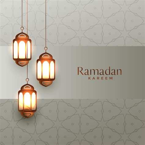 Ramadan Kareem Background With Hanging Lantern And Mosque