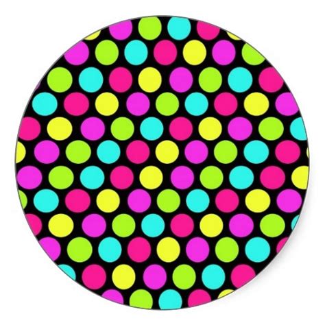 Girly Colorful Fun Neon Polka Dots Pattern Classic Round Sticker