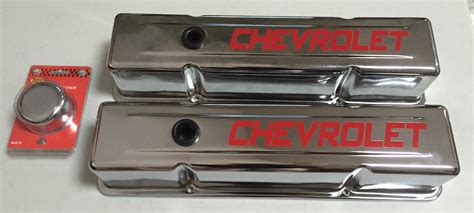 Chevy V8 Small Block Chrome Valve Covers With Breather Pre 87