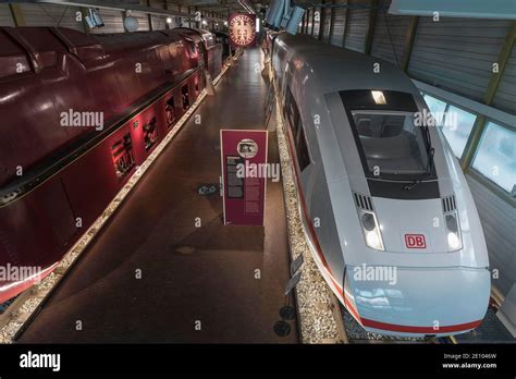 Steam Locomotive 05001 Deutsche Reichsbahn And Ice Of The Deutsche Bahn