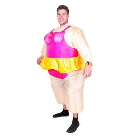 Fat Ballet Funny Ballerina Inflatable Costume With Gold Skirt Gold