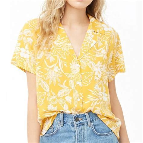Featuring A Charming Floral Print The Summer Breeze Yellow Shirt Is The Perfect Lightweight