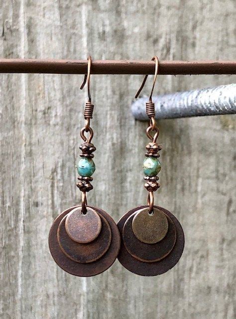 Turquoise Earrings Copper Earrings Rustic Earrings Boho | Etsy | Earthy earrings, Turquoise ...