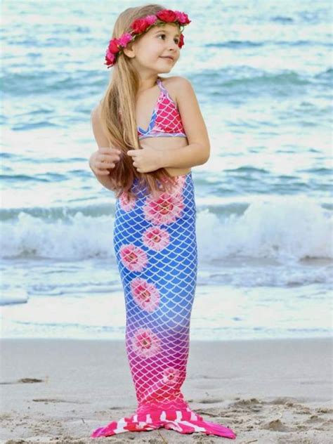 Little Mermaid Tails For Girls Swimming Costume Children Mermaid Tail