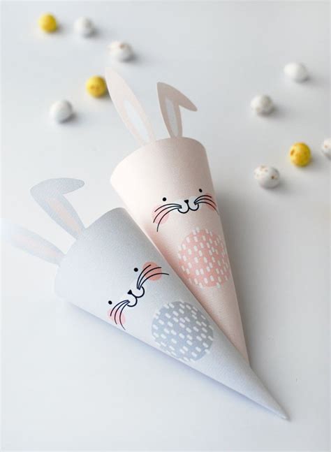 You will need a pdf reader to view these files. Free printable Easter bunny treat cones to download and print
