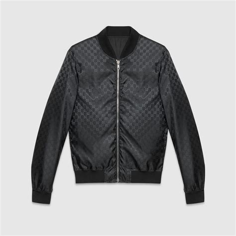 Reversible Gg Jacquard Nylon Bomber Jacket Gucci Mens Outerwear