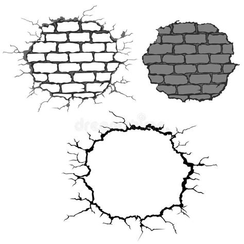 Cracks On Brick Wall Set Of Crushed Brick Walls Ad Wall Brick