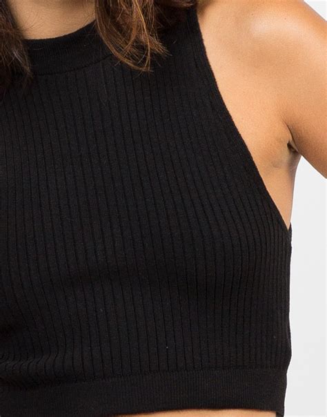 Ribbed Mock Neck Cropped Top Black Crop Top 2020ave