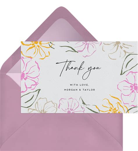 Pastel Flowers Thank You Notes In Pink