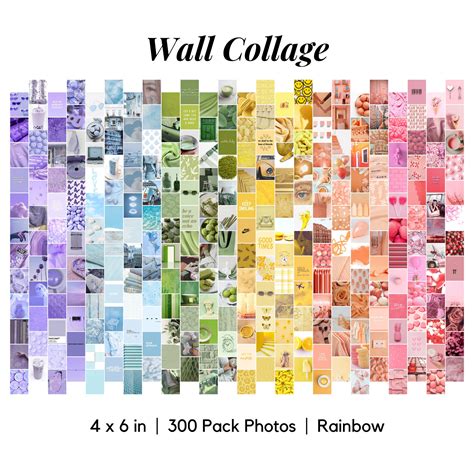 Pastel Rainbow Wall Collage 300 Photos Room Aesthetic Etsy