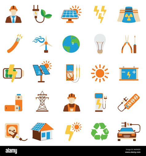 Set Of Solar Energy Icon 25 Energy Label For Web On White Background