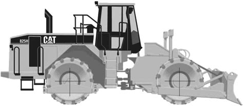 Caterpillar 825h Soil Compactor Heavy Equipment Blueprints Free Outlines