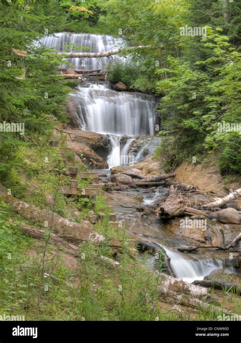 Wagner Falls In Michigans Upper Peninsula Stock Photo Alamy