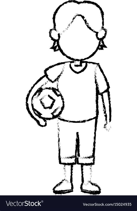Cartoon Boy Kid Holding Ball Soccer Image Vector Image