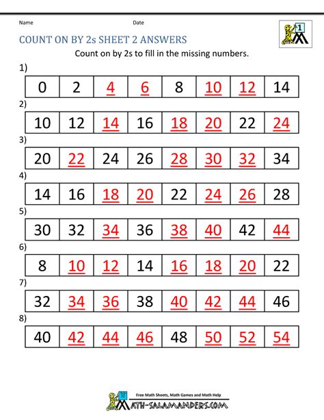 Counting By 2s Worksheets